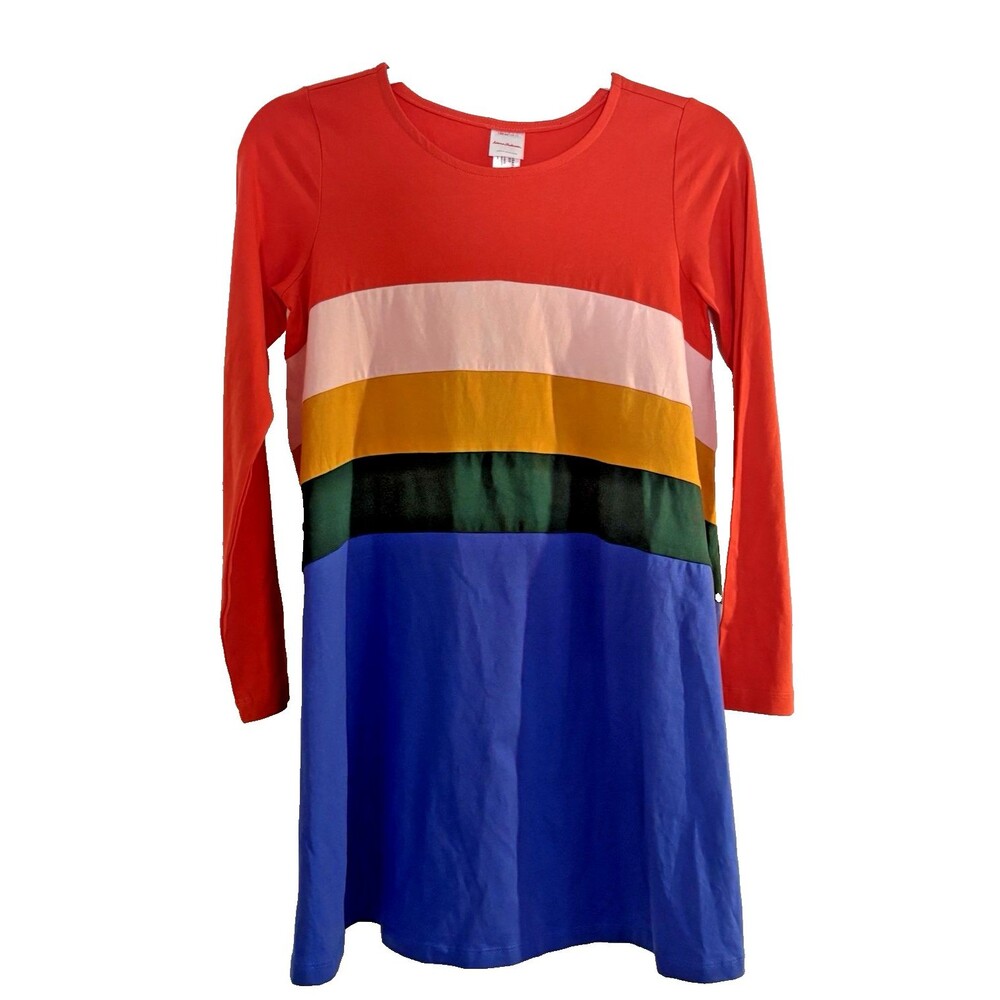 Hanna Andersson Girls Dress Romper Size 12/150 cm Rainbow Striped Long Sleeve